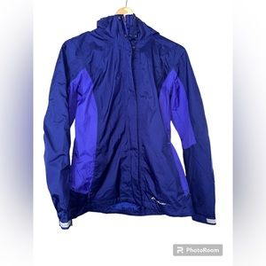 Eddie Bauer water and wind proof jacket small navy and purple hooded